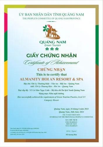 Certificate of Green Tourism Practice – Level  3/3