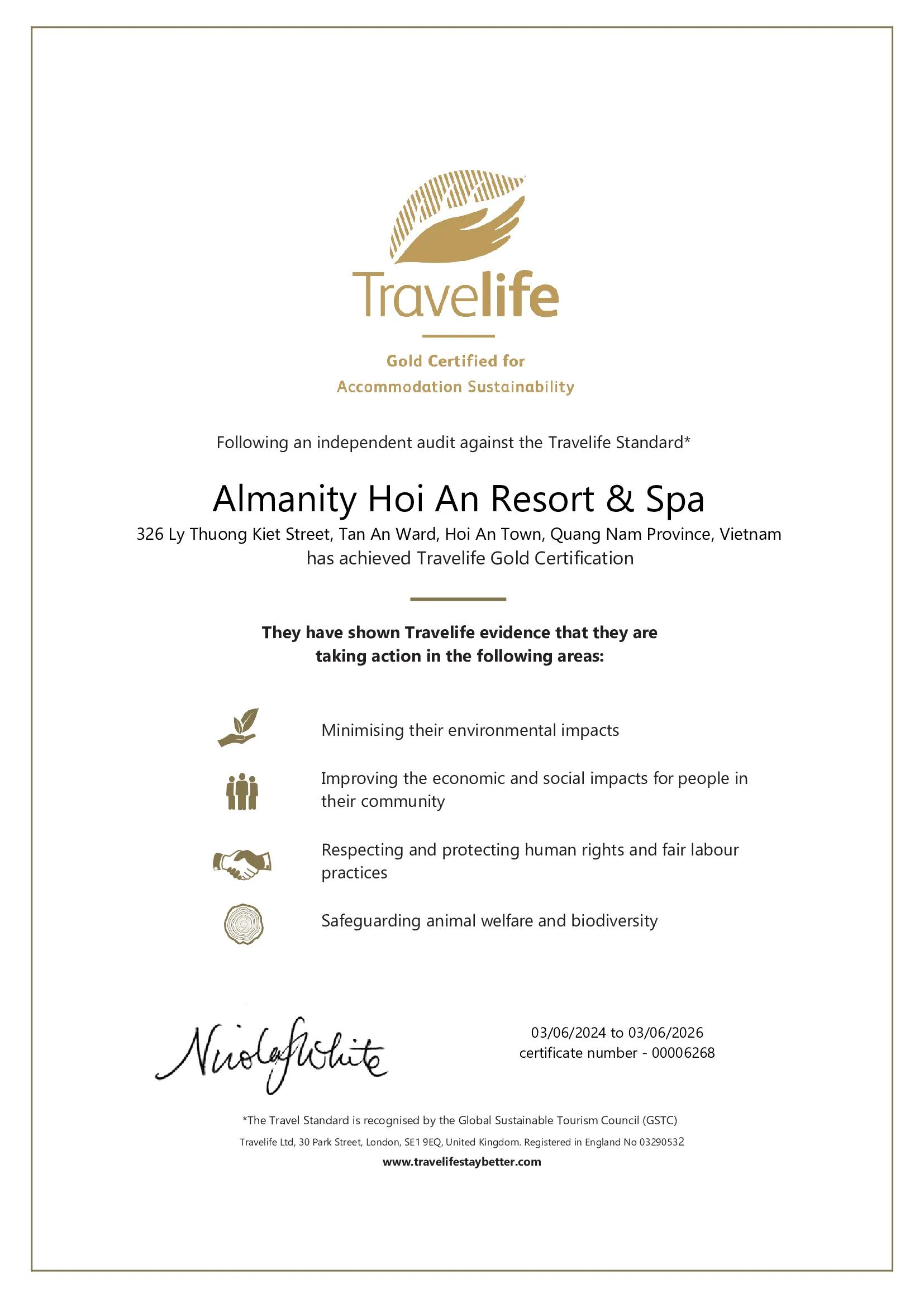 Travelife Travelife Gold Certification For Sustainable Accommodation